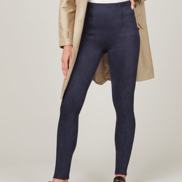NWT SPANX | Comfortable Classic Navy Faux Suede Soft Chic Leggings | Size S - Picture 3 of 11